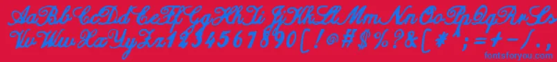 ZaiCalligraphyscripthandwritten Font – Blue Fonts on Red Background