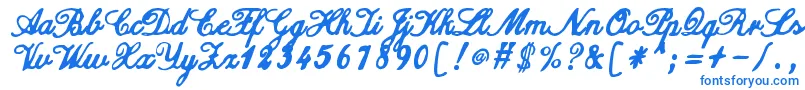 Fonte ZaiCalligraphyscripthandwritten – fontes azuis em um fundo branco