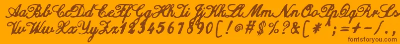 ZaiCalligraphyscripthandwritten Font – Brown Fonts on Orange Background