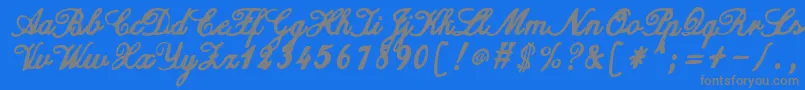 Fonte ZaiCalligraphyscripthandwritten – fontes cinzas em um fundo azul
