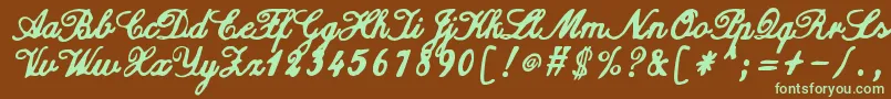 ZaiCalligraphyscripthandwritten Font – Green Fonts on Brown Background