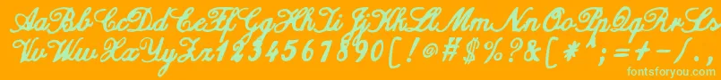 ZaiCalligraphyscripthandwritten-Schriftart – Grüne Schriften auf orangefarbenem Hintergrund