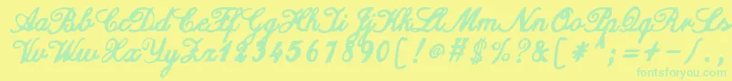 Czcionka ZaiCalligraphyscripthandwritten – zielone czcionki na żółtym tle