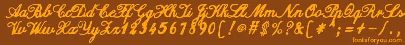 ZaiCalligraphyscripthandwritten-Schriftart – Orangefarbene Schriften auf braunem Hintergrund