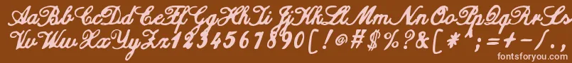 ZaiCalligraphyscripthandwritten-Schriftart – Rosa Schriften auf braunem Hintergrund