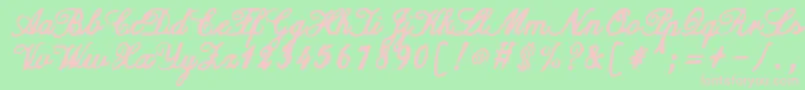 Fonte ZaiCalligraphyscripthandwritten – fontes rosa em um fundo verde