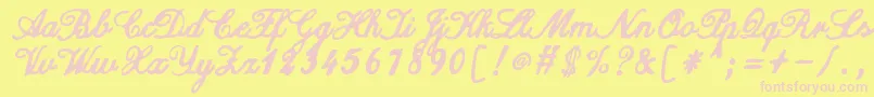 ZaiCalligraphyscripthandwritten Font – Pink Fonts on Yellow Background