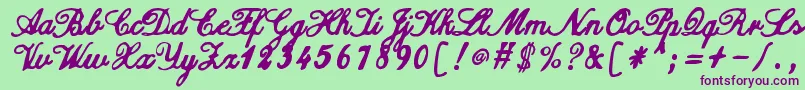ZaiCalligraphyscripthandwritten Font – Purple Fonts on Green Background