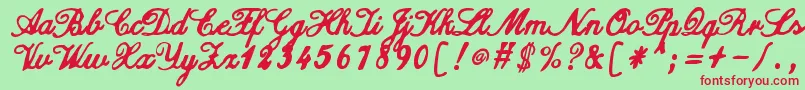 フォントZaiCalligraphyscripthandwritten – 赤い文字の緑の背景
