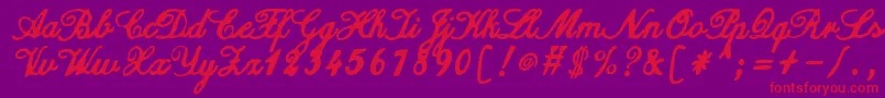 ZaiCalligraphyscripthandwritten Font – Red Fonts on Purple Background