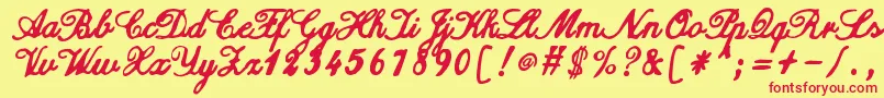 ZaiCalligraphyscripthandwritten Font – Red Fonts on Yellow Background