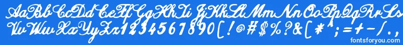 Czcionka ZaiCalligraphyscripthandwritten – białe czcionki na niebieskim tle
