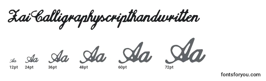 Размеры шрифта ZaiCalligraphyscripthandwritten