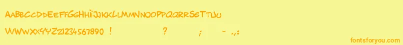MusicosVariantComics Font – Orange Fonts on Yellow Background