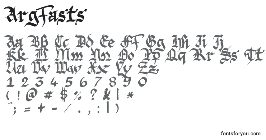 Czcionka Argfasts – alfabet, cyfry, specjalne znaki