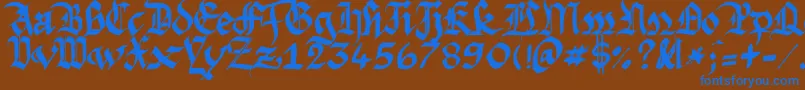 フォントArgfasts – 茶色の背景に青い文字