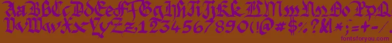 Argfasts-Schriftart – Violette Schriften auf braunem Hintergrund