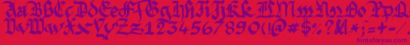 Argfasts-Schriftart – Violette Schriften auf rotem Hintergrund