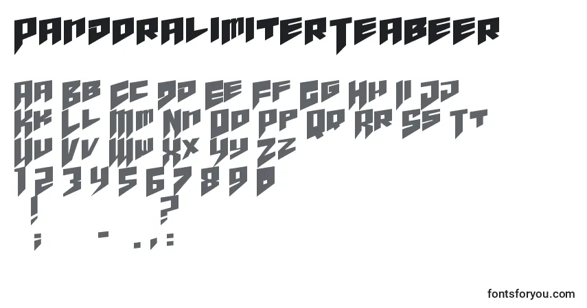 Czcionka PandoralimiterTeabeer – alfabet, cyfry, specjalne znaki