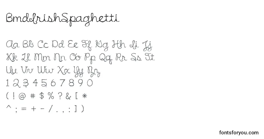 Schriftart BmdIrishSpaghetti – Alphabet, Zahlen, spezielle Symbole