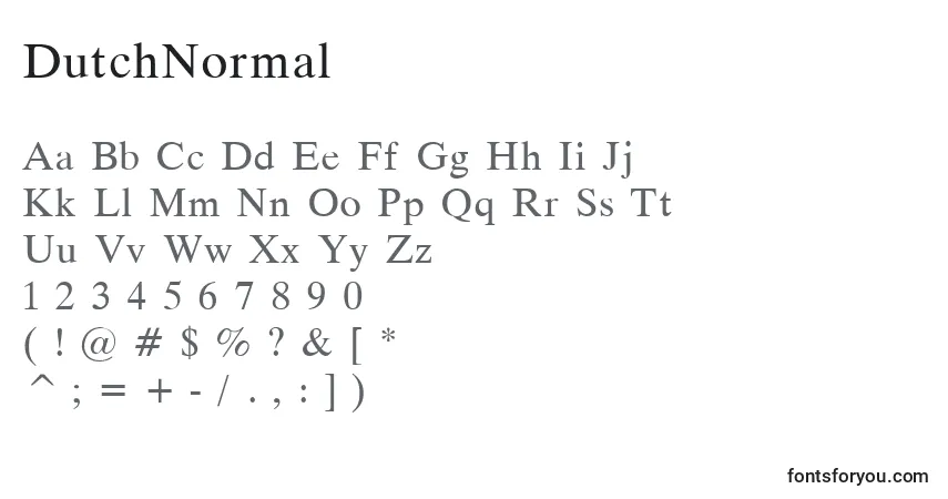 A fonte DutchNormal – alfabeto, números, caracteres especiais