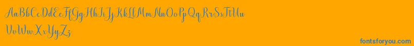 MistletoeScriptDemo-Schriftart – Blaue Schriften auf orangefarbenem Hintergrund