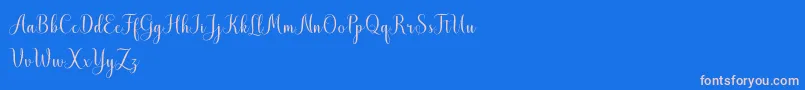 MistletoeScriptDemo-Schriftart – Rosa Schriften auf blauem Hintergrund