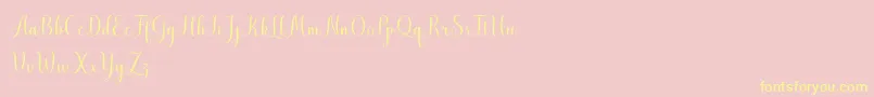 MistletoeScriptDemo-Schriftart – Gelbe Schriften auf rosa Hintergrund