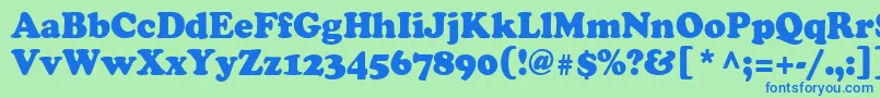 Cooper95n-Schriftart – Blaue Schriften auf grünem Hintergrund