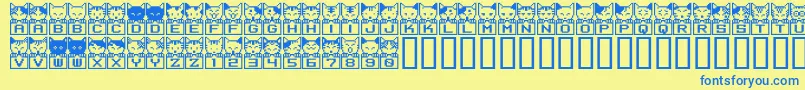 Police BmNecoA29 – polices bleues sur fond jaune