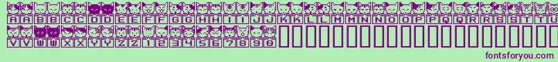 BmNecoA29-fontti – violetit fontit vihreällä taustalla
