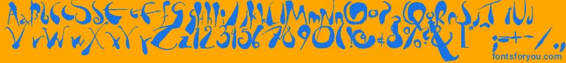 Tusch Font – Blue Fonts on Orange Background