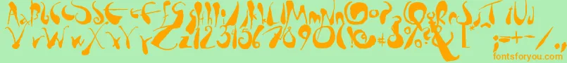 Tusch Font – Orange Fonts on Green Background