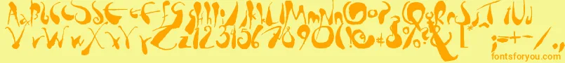 Tusch Font – Orange Fonts on Yellow Background