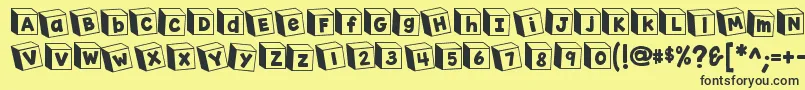K26toyblocks123 Font – Black Fonts on Yellow Background