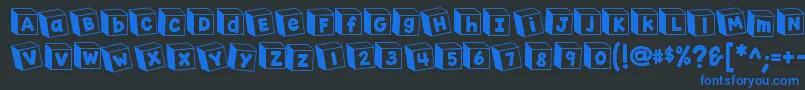 K26toyblocks123 Font – Blue Fonts on Black Background