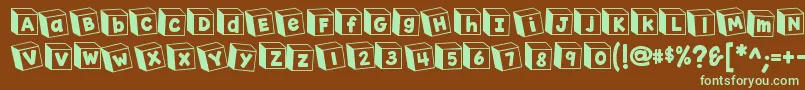 K26toyblocks123-Schriftart – Grüne Schriften auf braunem Hintergrund