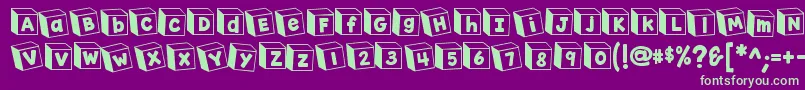 K26toyblocks123-Schriftart – Grüne Schriften auf violettem Hintergrund