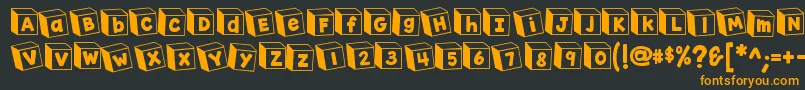 K26toyblocks123 Font – Orange Fonts on Black Background