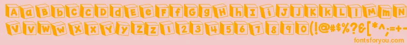 K26toyblocks123-Schriftart – Orangefarbene Schriften auf rosa Hintergrund