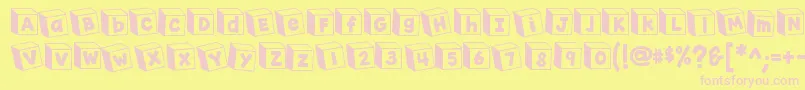 K26toyblocks123 Font – Pink Fonts on Yellow Background