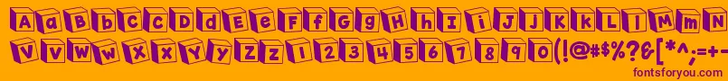 K26toyblocks123-Schriftart – Violette Schriften auf orangefarbenem Hintergrund