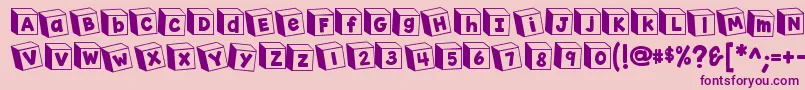 K26toyblocks123-Schriftart – Violette Schriften auf rosa Hintergrund