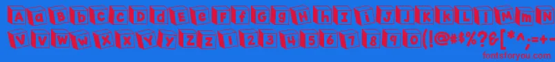 K26toyblocks123-Schriftart – Rote Schriften auf blauem Hintergrund