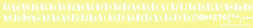 K26toyblocks123-Schriftart – Weiße Schriften auf gelbem Hintergrund