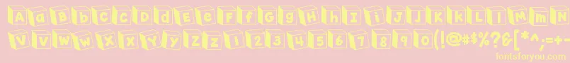 K26toyblocks123-Schriftart – Gelbe Schriften auf rosa Hintergrund