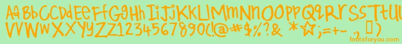 Kirby Font – Orange Fonts on Green Background