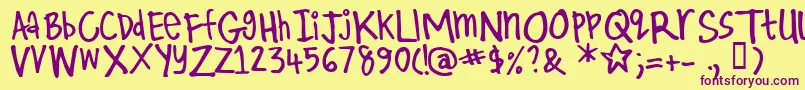 Kirby Font – Purple Fonts on Yellow Background