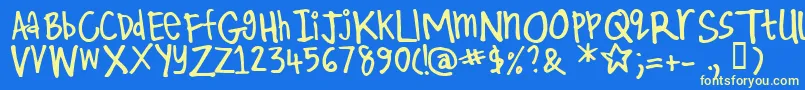 Kirby Font – Yellow Fonts on Blue Background