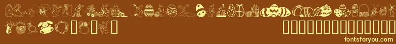 EasterArt-Schriftart – Gelbe Schriften auf braunem Hintergrund